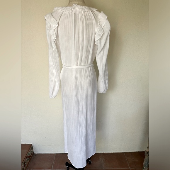 Xirena white 100% cotton long sleeved maxi with belt Size Small - Picture 4 of 9